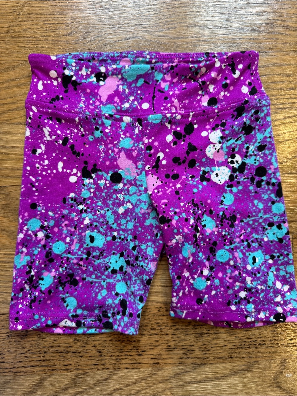 Pixielane Bright Purple Splatter Print Bike Shorts 3T